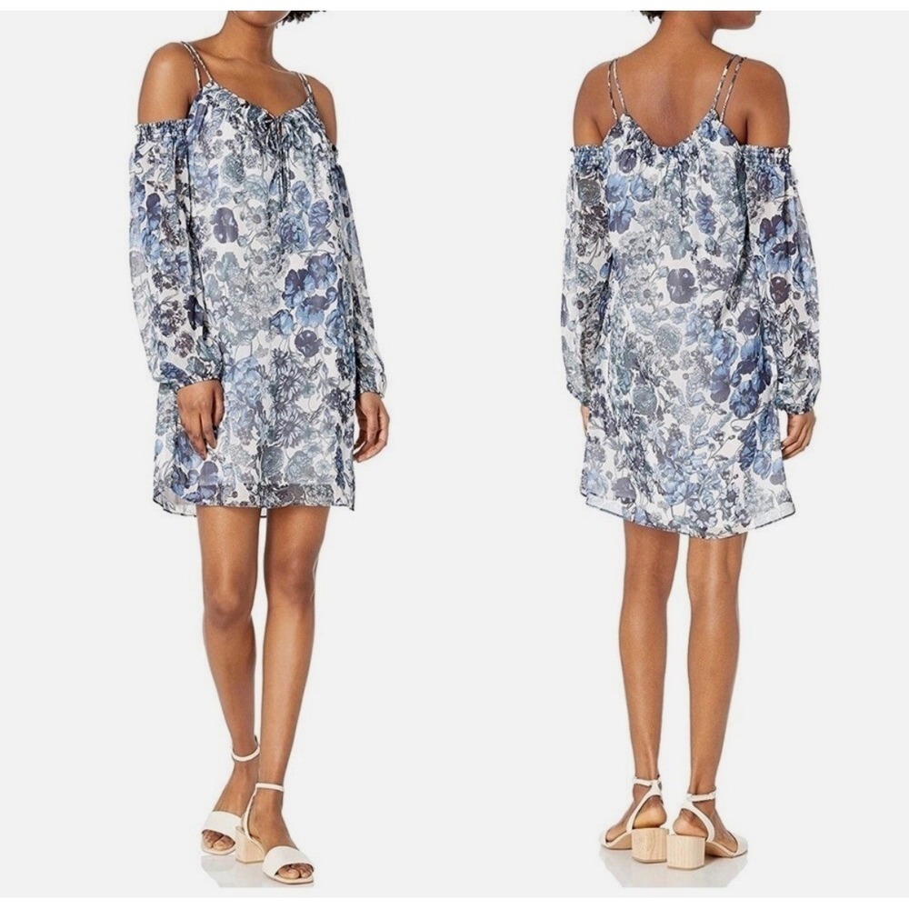 H22 Bailey 44 Luna Daydream Blue Floral Cold Shoulder Mini Dress XS New $228